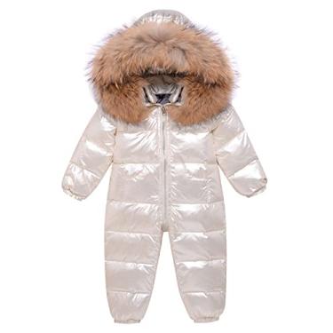 Imagem de Generic Roupas para crianças Inverno Warm Down Jacket Boy Outerwear Coat Thicken Waterproof Snowsuit Girl Clothes Parka Casaco infantil,White,100cm