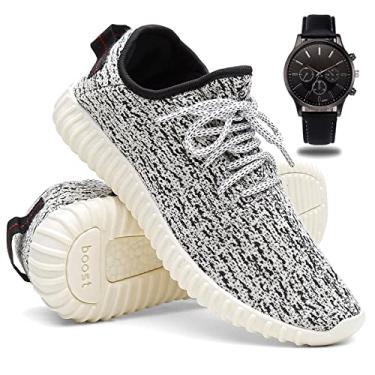 Imagem de Tênis Masculino de Corrida e Caminhada Leve e Macio + Relógio - Cinza/41