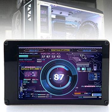 Imagem de Mini tela USB, monitor de temperatura de computador multifuncional de 3,5 polegadas para uso no escritório (com linha de cotovelo)