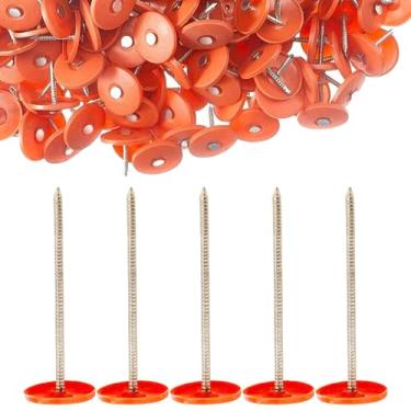 Imagem de Pacote com 50 - 7,6 cm - Unhas de papel de alcatrão galvanizado com tampa de plástico redonda para cobertura de casa, placa de espuma, película de isolamento de feltro (50)