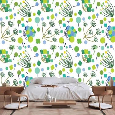 Imagem de Lcythiazole Mural de parede de dente de leão de tamanho personalizável, papel de parede de dente-de-leão de desenho colorido, adesivos de parede de papel de parede infantil para sala de estar e quarto