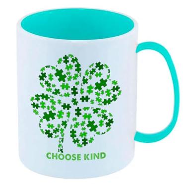 Imagem de Caneca de Polímero Plástico Inquebrável Infantil Azul Tiffany PATRICKS DAY TREVO AUTISMO VERDE