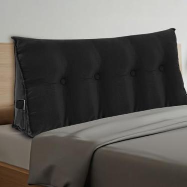 Imagem de Wenqik Travesseiro de cunha, triangular, cabeceira, cama, leitura, encosto, suporte para as costas, travesseiro longo com capa removível para artigos de dormitório, presente de inauguração de casa