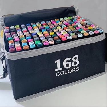 Imagem de Caneta Marcador Para Colorir Desenho Profissional Cores Conjunto De Canetinhas Pontas Duplas Codificados por Cores Vivas para Desenho (168)