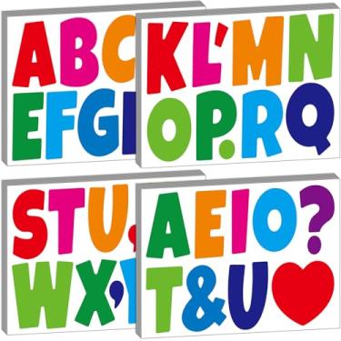 Imagem de Bemeol Letras de quadro de avisos 294 peças adesivos de letras de 10 cm letra recortada do alfabeto para exibição de quadro de avisos decoração de sala de aula em casa (colorido)