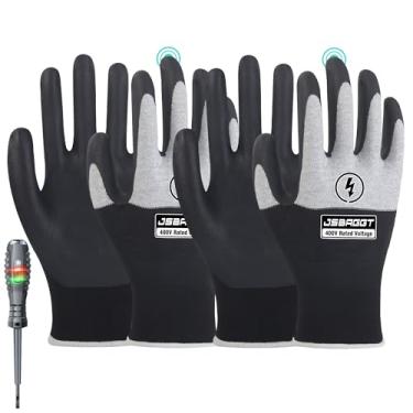Imagem de JSBAGGT Luvas De Eletricista 2 Peças 400 V Resistência À Tensão Luvas De Trabalho De Eletricista Luvas De Alta Tensão Isolamento Retardante De Chamas Com Tela Sensível Ao Toque De Dedos Inteiros (P