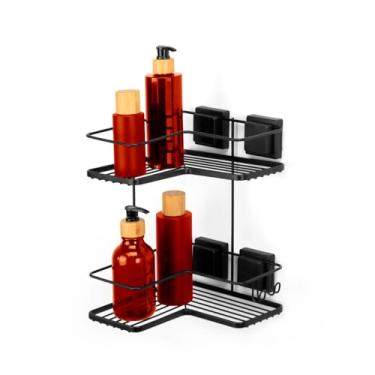 Imagem de Arthi - Porta Shampoo Duplo Cantoneira Piatina Preto Fiaxção 3M