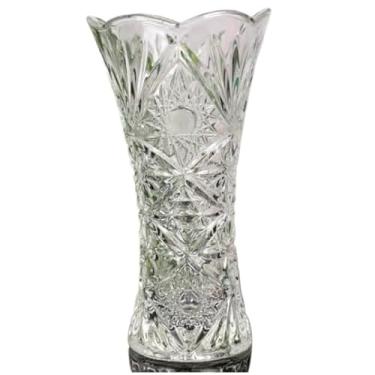 Imagem de Vasinhos Decorativos, Vaso de Vidro Lapidado 23cm Decoração Sala Festa Plantas Flores(23x13x8cm)(Estrela)
