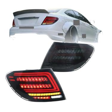 Imagem de Par de luzes traseiras de freio 2007-2014 compatíveis com Mercedes W204 Classe C C180 C200 C63 C250 C280 C300 AMG - Substituição de piscas e lâmpadas de ré(Front Aluminum Foil)