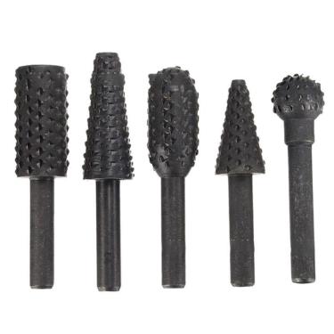 Imagem de Kit 5 Lima Rotativa Para Madeira Acabamento Haste 6Mm