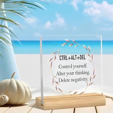 Imagem de 1 peça de decoração de mesa de acrílico colorido "placa de mesa engraçada" (9,9 cm) - escolha criativa de presente para férias para espalhar calor adequado para decoração de casa em sala de estar ou