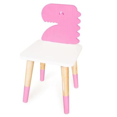 Imagem de Cadeira Infantil de Madeira Dinossauro Rosa - Eita Casa Perfeita