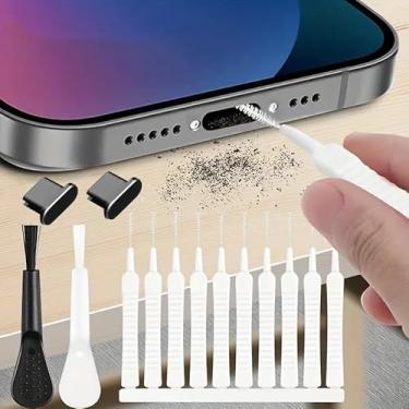 Imagem de Kit de limpeza de telefone de 10 peças para iPhone Android e tablet, inclui mini escovas de limpeza de porta tipo C para porta de carregamento, alto-falante, lente da câmera e fone de ouvido (ype-C14)