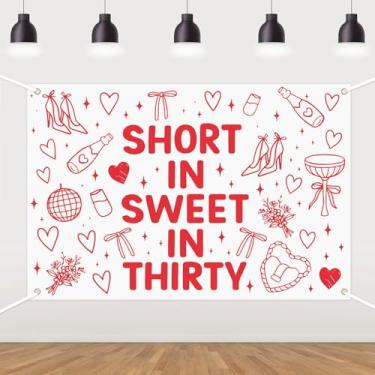 Imagem de Short de arte de linha vermelha em fundo Sweet in Thirty - Decoração de festa de despedida de solteira, decoração de fundo de cabine de fotos, decoração de fundo de pôster de trinta anos, decoração de