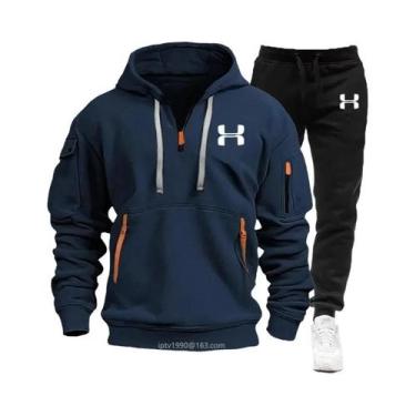 Imagem de Conjunto De Fitness Masculino Para Outono E Inverno, Moletom Com Zíper