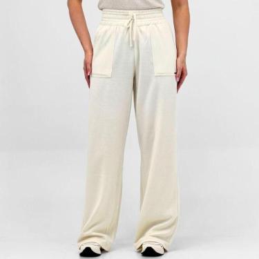 Imagem de Calça Vida Marinha Wide Leg em Moletinho Feminina, G, Off white