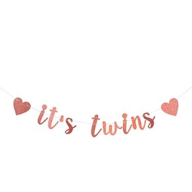 Imagem de Banner Glitter It's Twins - Ótimo para chá de bebê, meninos, meninas, casamentos, formaturas, aposentadoria, festas, decorações de aniversário para crianças