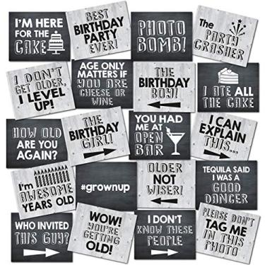 Imagem de Adereços para cabine fotográfica UP THE MOMENT Birthday – 20 designs, 8x10, frente dupla, adereços para cabine de fotos de aniversário adulto divertido, 30th 40th 50th 60th 70th 80th 90th Birthday Prop Signs