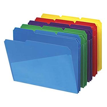 Imagem de Smead Pastas de arquivo de poliéster com bolsos, conjunto de 30 pastas de plástico para documentos, abas cortadas em 1/3, tamanho carta de pastas de arquivo, cores primárias sortidas, material de