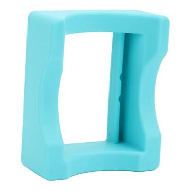 Imagem de Berço de copo de silicone antiderrapante QANYEGN, manga inferior de caneca anti-escaldadura, suporte de copo com slot embutido para decoração de artesanato de garrafas (Azul)