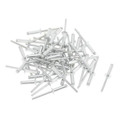 Imagem de INFINAUTO Rebites cegos de flange grande de extremidade aberta 4,8 mm Diâmetro da aderência 17 mm Comprimento da pega 9,5 mm Diâmetro da flange Liga de Alumínio Ferro Prateado