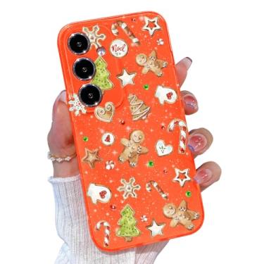 Imagem de TURYXIA Capa de telefone para Galaxy A15 5G Natal, para Samsung Galaxy A15 5G capa para mulheres meninas meninos meninas, capa de telefone de Natal com glitter fofo, homem de gengibre