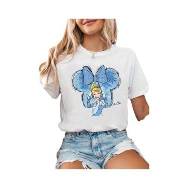 Imagem de Camiseta De Manga Curta Com Estampa De Cinderela Estilo Infantil Fofo 