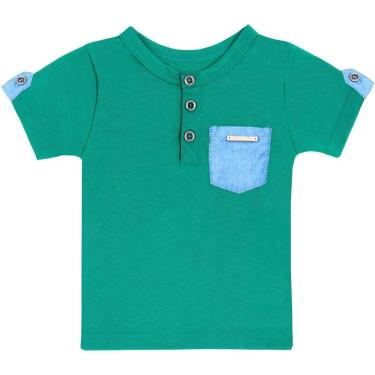 Imagem de Camiseta Infantil Look Jeans Manga Curta - 4P - VERDE-Masculino