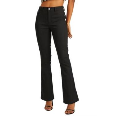 Imagem de Calça jeans youngstyle boot cut feminino ref: youcf739, Preto, 42
