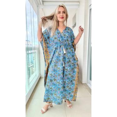Imagem de Vestido Kaftan Indiano Longo Estampado Plus Size-cod. 22105 - Aleci Fa