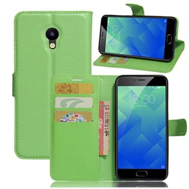 Imagem de Capa carteira MEIZU M5, capa carteira flip de couro PU premium com compartimento para cartão, suporte e fecho magnético [capa interna à prova de choque de TPU] Compatível com MEIZU M5