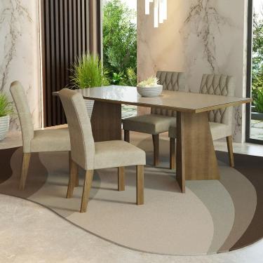 Imagem de Conjunto Sala de Jantar Mesa Tampo de Vidro 4 Cadeiras Rustic/Crema/Imperial Harper Madesa