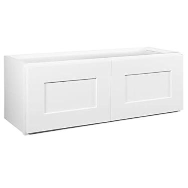 Imagem de Brookings Shaker Armário de cozinha de parede com ponte totalmente montada L3312, 83 L x 30 P x 30 A, pintado de branco, madeira maciça, design House, 569244
