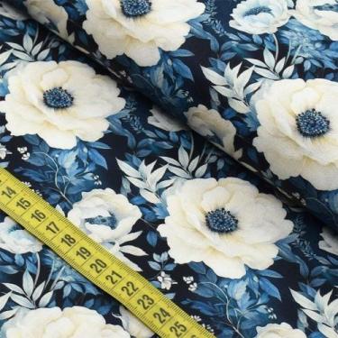 Imagem de Tecido Estampado Para Patchwork - Devaneio Floral Azul 2 (0,50x1,50) -