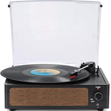 Imagem de Toca-Discos WOCKODER Vintage com Bluetooth - Preto