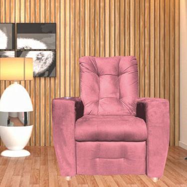 Imagem de Poltrona Do Papai Reclinável Suede Porta Copo Perola Rosa