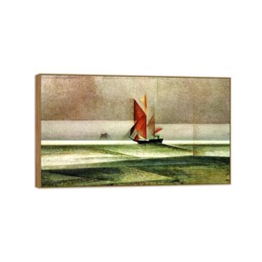 Imagem de MUHJDYC Imagem famosa de arte de parede - pintura moderna de moldura de madeira impressão de arte em tela para sala de estar decoração de parede de casa - reprodução (escola) 20 x 35 cm-8 x 14 pol