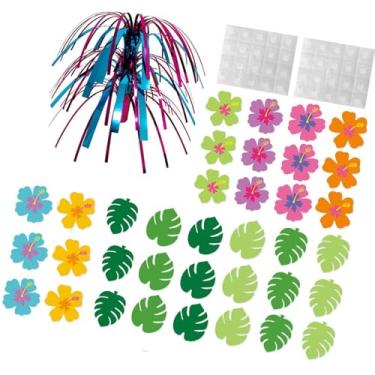 Imagem de Esquirla Centro de mesa para festival havaiano, decoração para férias de verão, papel, arte, enfeites modernos de flores de primavera para casamento,
