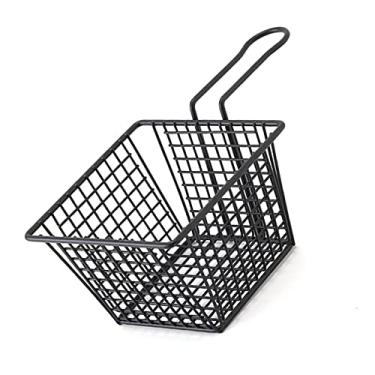 Imagem de Alimentos Candidato Aço Inoxidável Frita de Fritadeira French Fry Solder Com Superfície Brilhante até Furos de Drenagem de óleo para Uso Doméstico de Restaurantes (Black S (300ml))