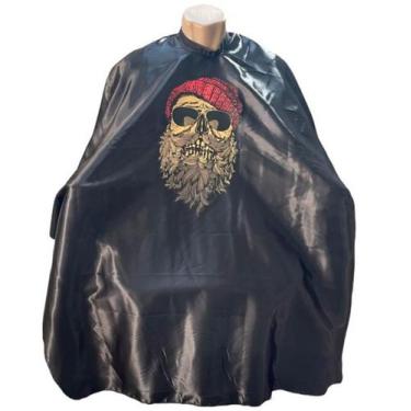 Imagem de Capa Preta De Cetim Brilhante De Corte Barbeiro Profissional - Barbers