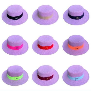 Imagem de Chapéu Paris de Juta Lilás com Faixa Personalizada - cathe beach