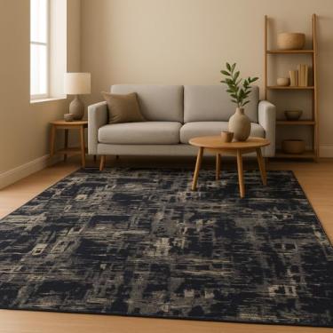 Imagem de Tapete de Sala Jacquard Antiderrapante - Estampa Geométrica para Quarto e Escritório (Obra de Arte Marinho,2,00x2,50)