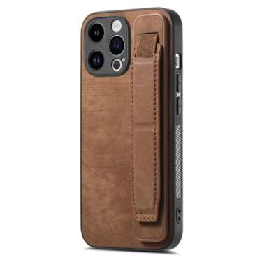 Imagem de Capa de couro vintage com pulseira para iPhone 15 Pro Max 14 13 12 11 Xs XR 7 8 Se 2022 Slim Ultra Thin Kickstand Cover, marrom, para iPhone X XS