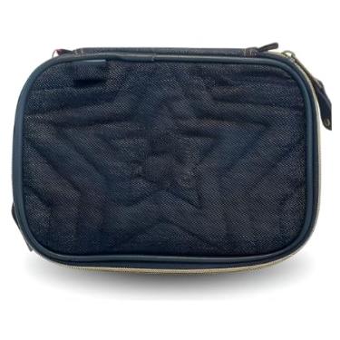 Imagem de Estojo Escolar Box Grande em Jeans • Capacidade para até 100 Lápis • 2 Compartimentos com Zíper • Resistente e Moderno para Escola, Faculdade e Escritório