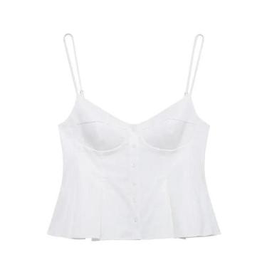 Imagem de Top Camisola Branca Listrada Com Costas Descobertas Para Mulheres, Sex