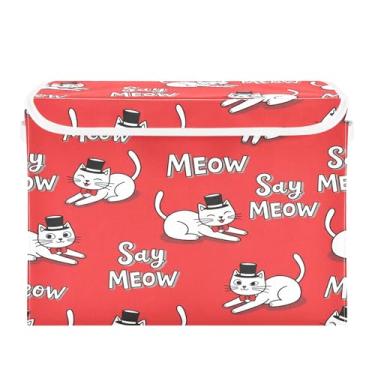 Imagem de Burbuja Caixa de armazenamento para gatos com tampa e alças, caixa de armazenamento grande dobrável para prateleiras armário quarto escritório organizador