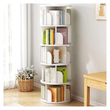 Imagem de Armário de arquivo giratório estante prateleiras de chão casa sala de estar estudante ilustrado armazenamento de livros quarto estante multinível suporte para impressora escritório em casa (branco)