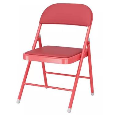 Imagem de Cadeira dobrável empilhável portátil com assentos acolchoados - ideal para eventos internos e externos, escritório, casamento, festa - cor vermelha