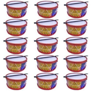 Imagem de Kit 15 Tambor Tamborzinho Brinquedo Atacado Festa Infantil Instrumento