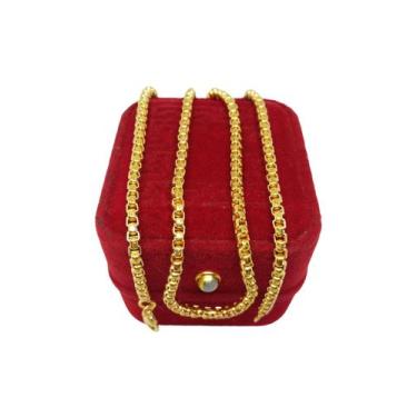 Imagem de Colar Elo Veneziana Boleado 45cm feito em Banhadoa Ouro Premium - Luxj